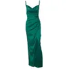 Vestidos de passarela feminino vestido de noite sexy sem alças sem costas fenda halter vestido preto vermelho verde maxiskit 132