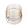 20pcs 65mm Gold/rhodium Plated Adjustable Wire Bracelets Expandable Wiring Bangle Bracelet for Women Children Diy Jewelry Gift Q0717