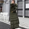 Coréen cordon Slim Fit femmes Parkas décontracté à capuche coton manteau Double poches mode hiver vestes 210422
