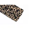 Mode Girl's Summer Slim Vintage Square Collar Side Spleet Leopard Print Vakantie Midi Jurk voor Vrouw 210508