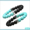 Kralen strengen druppel levering 2021 mode natuurlijke armbanden 10 mm mat onyx turquoises stenen kralen schroefdop chakra armband voor mannen vrouwen je