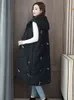 5XL Plus Size Mouwloze Lange Vesten voor Dames Winter Oversized Black Jacket Warm Down Coat Vrouwelijke Kleding 211120