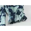 Chemisier et chemises à imprimé floral à col carré en mousseline de soie pour femmes d'été élégant manches bouffantes rétro à lacets coréen Blusas Tops 210515