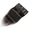 Rett klipp i mänskliga hårförlängningar Naturlig svart färg 8 st / set 120 gram # 2 # 4 brasilianska clip-ins för kvinnor 8-22 tum