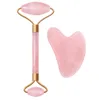 Massage stenen rotsen jade roller voor gezicht rose quartz gua sha set gezicht rollen oog slanker Schraper cosmetische huidverzorging schoonheid tool met geschenkdoos xb1