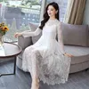 Fashion women dresses spring ladies elegant A-Line Solid Full Empire lace white full 2925 50 210510