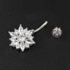 Belly Button Ring Real 925 Sterling Women Flower Zircon Clear Stones Jewelry Pure Silver Body Piercing2484