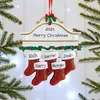 Résine personnalisée chaussettes de bas famille de 2 3 4 5 6 7 8 ornement d'arbre de Noël décorations créatives pendentifs DHL livraison gratuite WLL1186