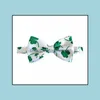 Bugkrawatten Mode Asoresen Pailletten Green Schmuck für Männer Hohe Qualität Klee Krawatte Vorgebundene Einstellbare Bowtie Festival Geschenke 6 Arten Drop Deli