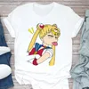 Nieuwe Kawaii Sailor Moon Afdrukken T-shirt Dames Harajuku Korte Mouw Pret Ulzzang T-shirt Leuke Cartoon Vrouwelijke T-shirt Tops Kleding