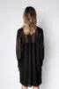 Casual klänningar kvinna svart klänning färgglad pärlor broderad front knäppta långa ärmar mode höst vinter kort 2022