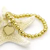 Charme Herz Tag Armreif Designer Perlen Edelstahl Armband Schmuck Mode Pfirsich Perlen Kette weibliche Titan Manschette