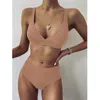 Costumi da bagno da donna Bikini da donna 2022 Costume da bagno da donna a costine a V profonda Costume da bagno da donna a due pezzi Costume da bagno Biquini a vita alta