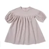 Baby Girls Linen Sukienka Jesień Wiosna Ubrania Dla Dzieci Dresses Moda Księżniczka Casual Kids 20220301 Q2