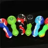 silicone mini cuillère main tuyau d'abeille coloré petite brûleur d'huile pyrex verre tube droit tube coloré tuyaux fumeurs