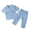 女の子パジャマの短いトップ+ロングパンツ子供の幼い男の子の寝室の家の家の衣服210908