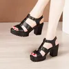 Sandals Plus Size 32-43 Block Heel Platform Women Shoes 2021 Summer High Heels Gladiator Ladies Wedding