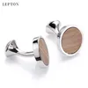 Round Wood Cufflinks hedgehog sandalwood Cuff Links Wedding Lepton Best Men's Presents and Gifts for Men With Gift Box