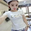 Estampage LettersT Shirt Femmes Casual Print Lady Top Tees Coton O-cou À Manches Courtes Blanc Noir T-shirts 40 X0628