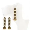 Runde mehrschichtige indische Jhumka-Ohrringe für Frauen, böhmische Retro-Goldglocke, lange tibetische Ohrringe