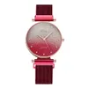 Women Watches Bracelet Aço inoxidável céu estrelado Magnetic Mash Strap Women's Quartz Diamond Wristwatches