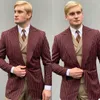 Burgundy Stripe Mens Business Tuxedos Slim Fit Groom Wedding Suits Formal Prom Party Outfit Only One Jacket