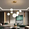 Nordic LED Hanglamp Gouden Glas Glazen Bal Plafond Opknoping Kroonluchter Verlichting Decor voor Eetkamer Slaapkamer Keukeneiland