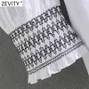 Kvinnor Vintage Agaric Lace Honeycomb Lattice Decoration White Smock Blouse Office Ladies Shirt Chic Blusas Tops LS9021 210416