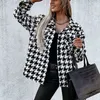 Yeni Stil Kadın Yün Ceket Siyah Ve Beyaz Aound Boyun Kore Versiyonu Ince V Yaka Kısa Sonbahar Ceket