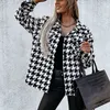 New Style Wood Woolen Jacket Preto e Branco Aound Pescoço Versão Coreana Slim V-Pescoço Curto Outono Casaco