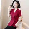 Summer Satin Shirt Womens Office Elegant Chiffon Plus Size Short-Sleeved Top Clothing Female Blusas Mujer 9925 210508