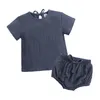 Summer Infant Boy Girl Clothes Set Cotton Linen Top Shirts Shorts 2Pcs Newborn Outfits Toddler 210413