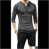 T-Shirt Tees S Giyim Giyim Damla Teslimat 2021 Bluz Şık Casual Ince T Henley Gömlek Erkek Katı Renkli Giysileri Açıkladı Siyah Haki