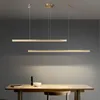 Pendant Lamps Golden Strip Dining Room Chandelier Simple Modern Minimalist Kitchen Nordic Word Lamp