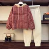 Women's Tracksuits Winter Sweatershirts + Long Pants Two piece Sets Pullover Sweaters Hoodies And Wool 210514