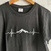 Mountains Hiking Heartbeat Print Women Tshirt Cotton Casual Funny T Shirt for Lady Yong Girl Top Tee Hipster Cotton Graphic Tees Y0629