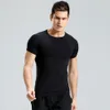 Sport-T-Shirt Herren, elastisch, schnell trocknend, Pro-Fitness-Anzug, Fitnessstudio, Rundhalsausschnitt, eng anliegend, Training, Laufanzug, X0322