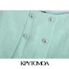 KPytomoa mulheres chique moda com botões tweed shorts saias vintage alta cintura lateral zíper feminino sphorts mujer 210719