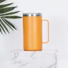 24oz Beer Cups Stainless Steel Coffee Mug Tumbler Double Wall Vacuum Insulated Cup With Handle and Spill Proof Lids by sea RRE11559