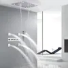 Brackaged nickel douche mélangeur de douche 80x60 cm 7 couleurs LED Thermostatique Plafond de salle de bain Plume de douche dissimulée Système de douche