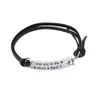 Teamer Läder Rope Namn Armband för män Kvinnor Rostfritt Stål Armband Ord Text Charm Armband Smycken Ge aldrig upp Gåvor Q0719