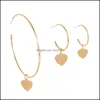 Stud Earrings Jewelry Fashion Exaggerated Gold Rings Heart Hoop Dangle 3Pcs/Set S624 Drop Delivery 2021 F19Dy