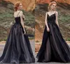 Hot Spaghetti Straps Black Wedding Dress with Color Lace Applique A-line Bridal Dresses vestido de fiesta largos de gala 2022