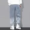 Mens Jeans Outono Letra Impressa Maré Marca Solta Dos Desenhos Animados Graffiti Calças Com Cordão Homens Streetwear