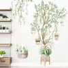 Наклейки на стену Цветочное дерево Зеленые растения Лоза в горшке свежие декоративные комнаты фон 2021 лето 100% практические домашние предметы