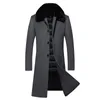 Men's Wool & Blends 2022 Extra Long Fur Collar Winter Coat Men Thick Detachable Liner