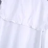 Décontracté femme blanc col claudine chemise robe printemps mode dames lâche bouton es filles doux drapé 210515