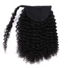 Hot Sell Human Hair Ponytail Extensions long simple braided hairstyle Curly Ponytails Wrap Drawstring real Hairs Natural Color With Clip Ins 18inch 140g 120g