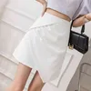 Summer Solid Color Folds Korean-style A-line Skirt Short Skirt Pants High-waist Womens Elegant Skirts Sexy 210507