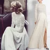 Kate prinses beroemdheid stijl lange jurk witte bruiloft avond geplooide kant uitgehold elegante maxi vestidos 210421